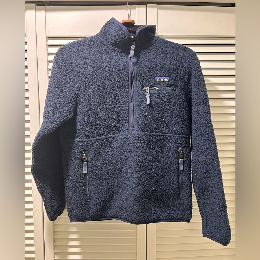 Patagonia Women’s Retro Pile Marsupial Navy Half-Zip Jacket